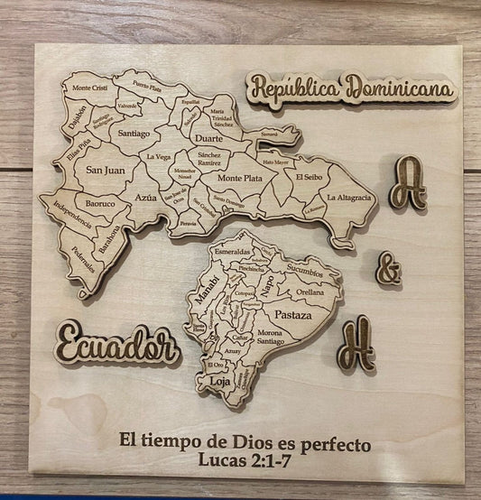 mapa republica dominicana personalizado en madera - Felt Craft RD