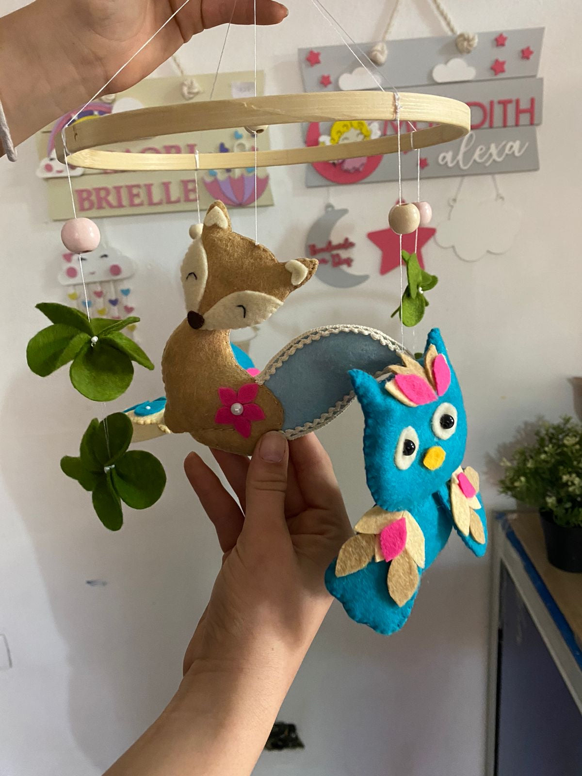 Móvil para cuna Foxy y Blue Bird Girl Boy