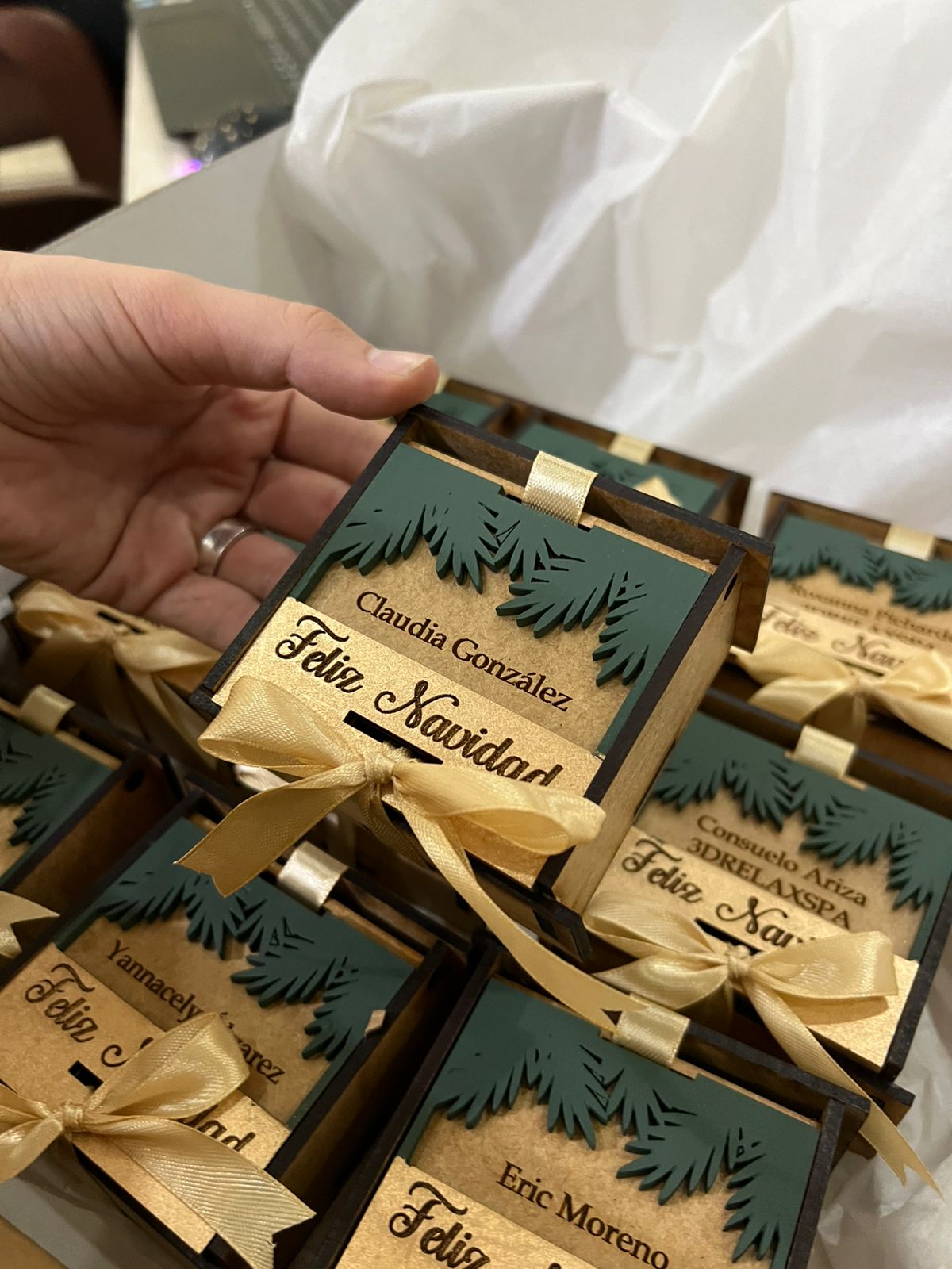 Souvenir de navidad caja en madera personalizada