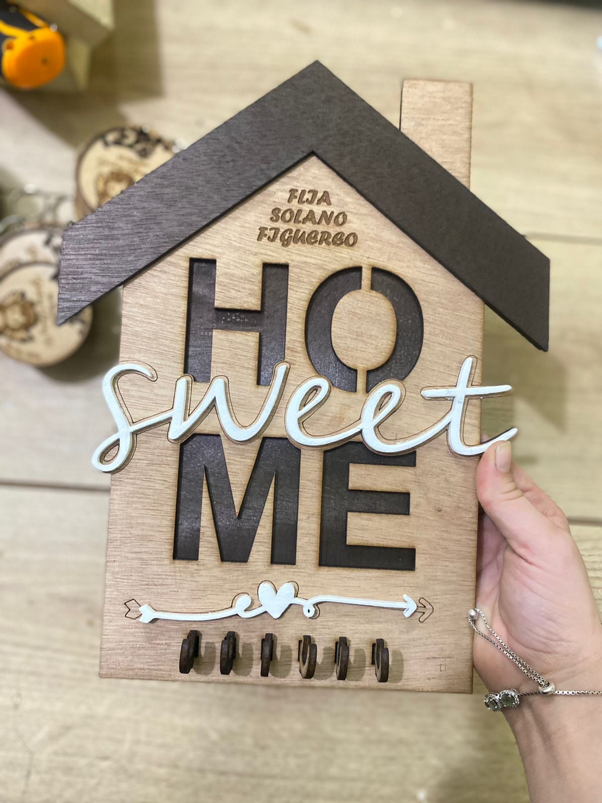 Portallaves para el hogar personalizado de madera