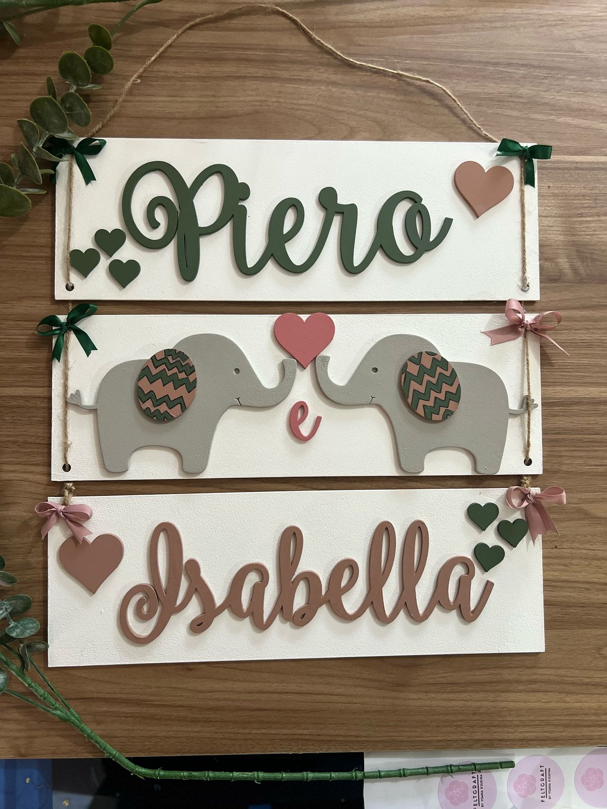 Colgante de bebe para puerta con elefantes