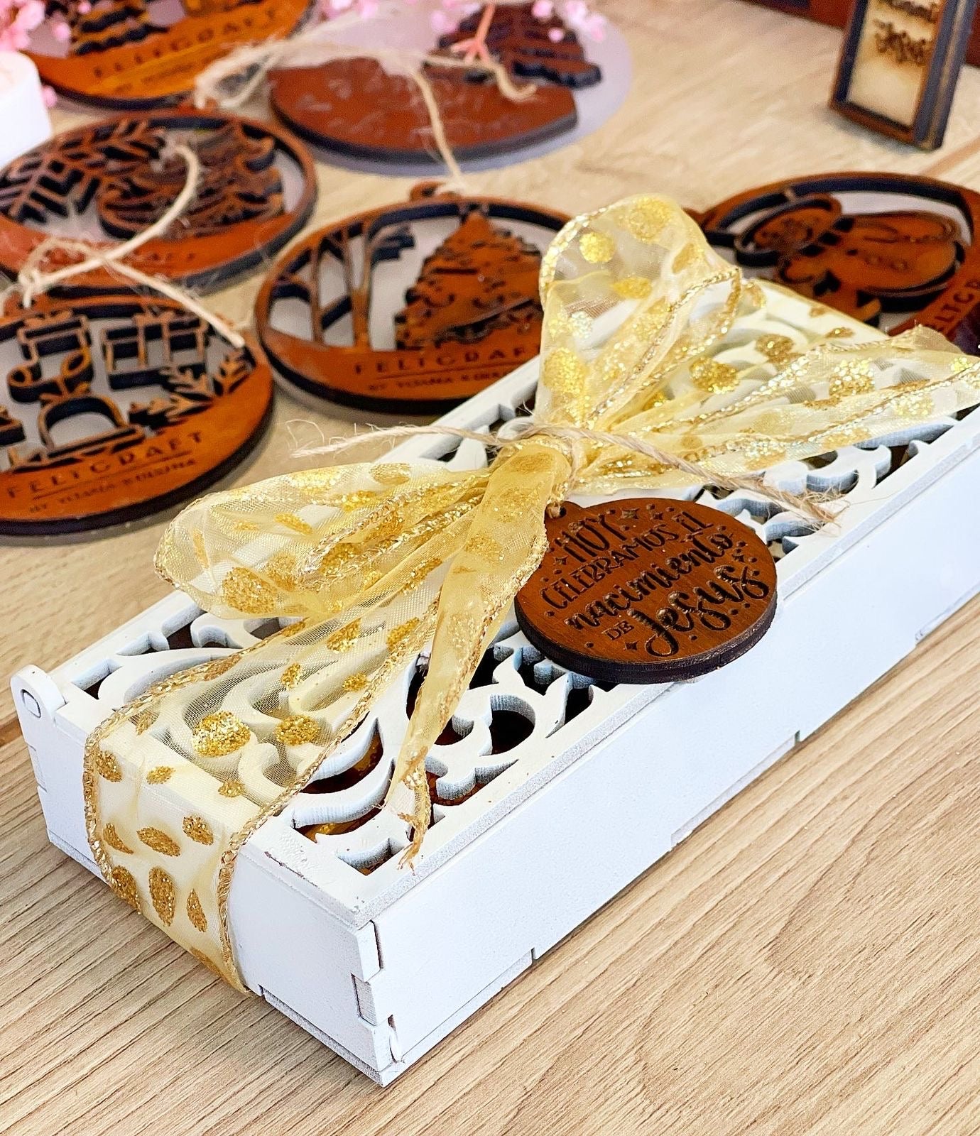 Small White Rectangular Bombon Christmas Box