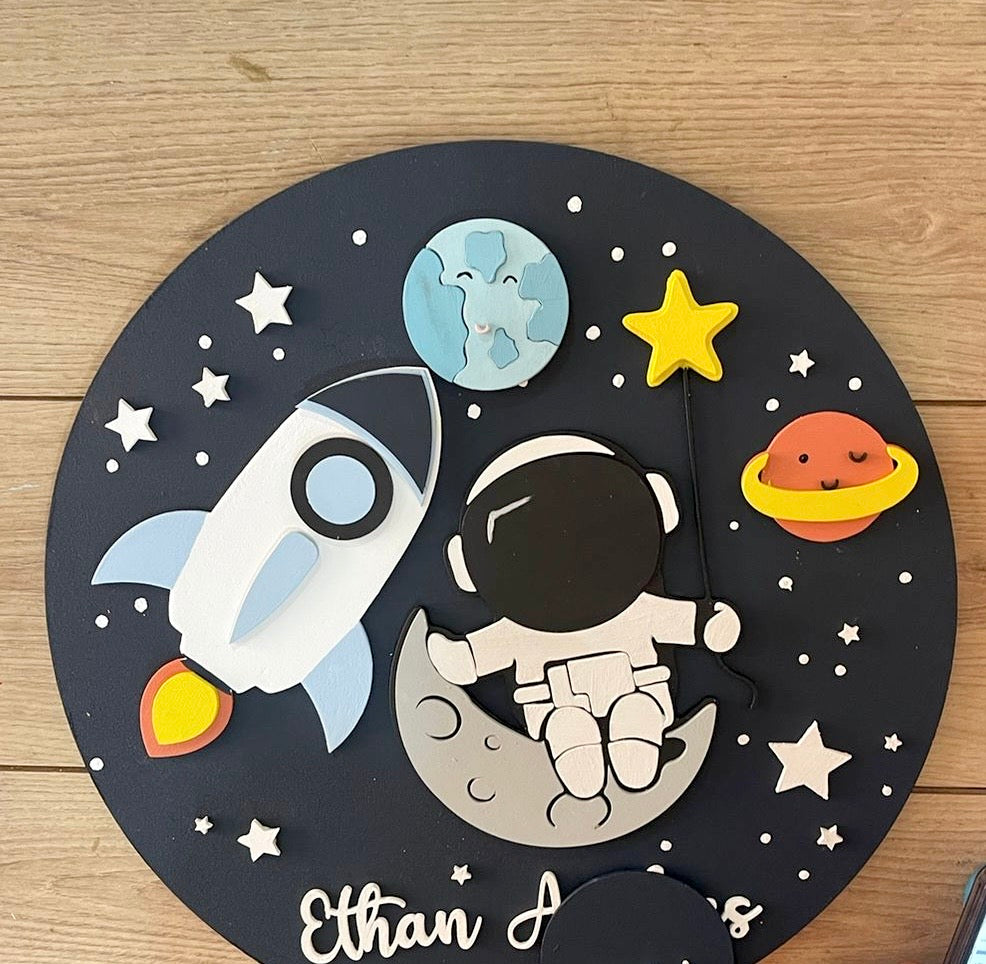 Bebé cohete astronauta bebé niño pared colgando