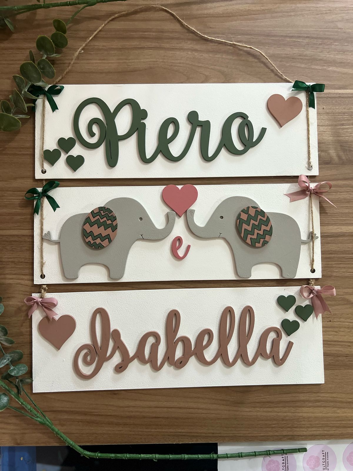 Colgante de bebe para puerta con elefantes