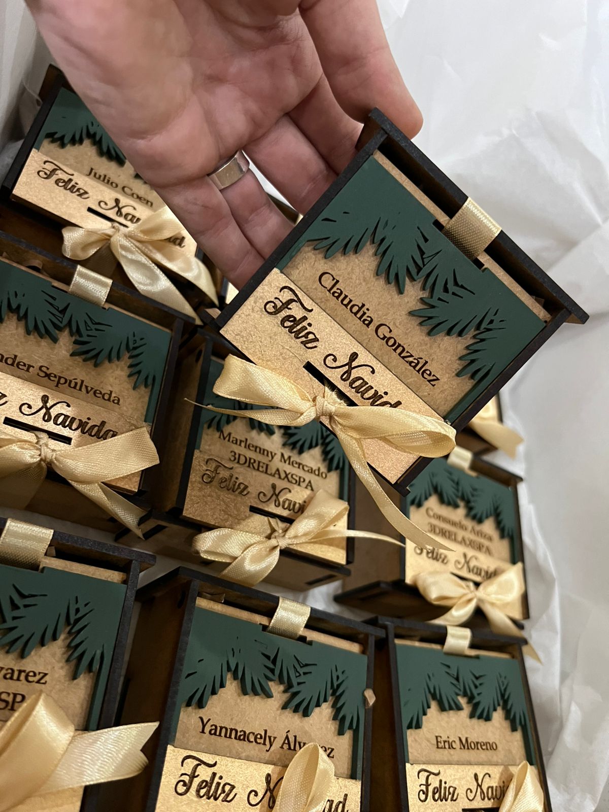 Souvenir de navidad caja en madera personalizada