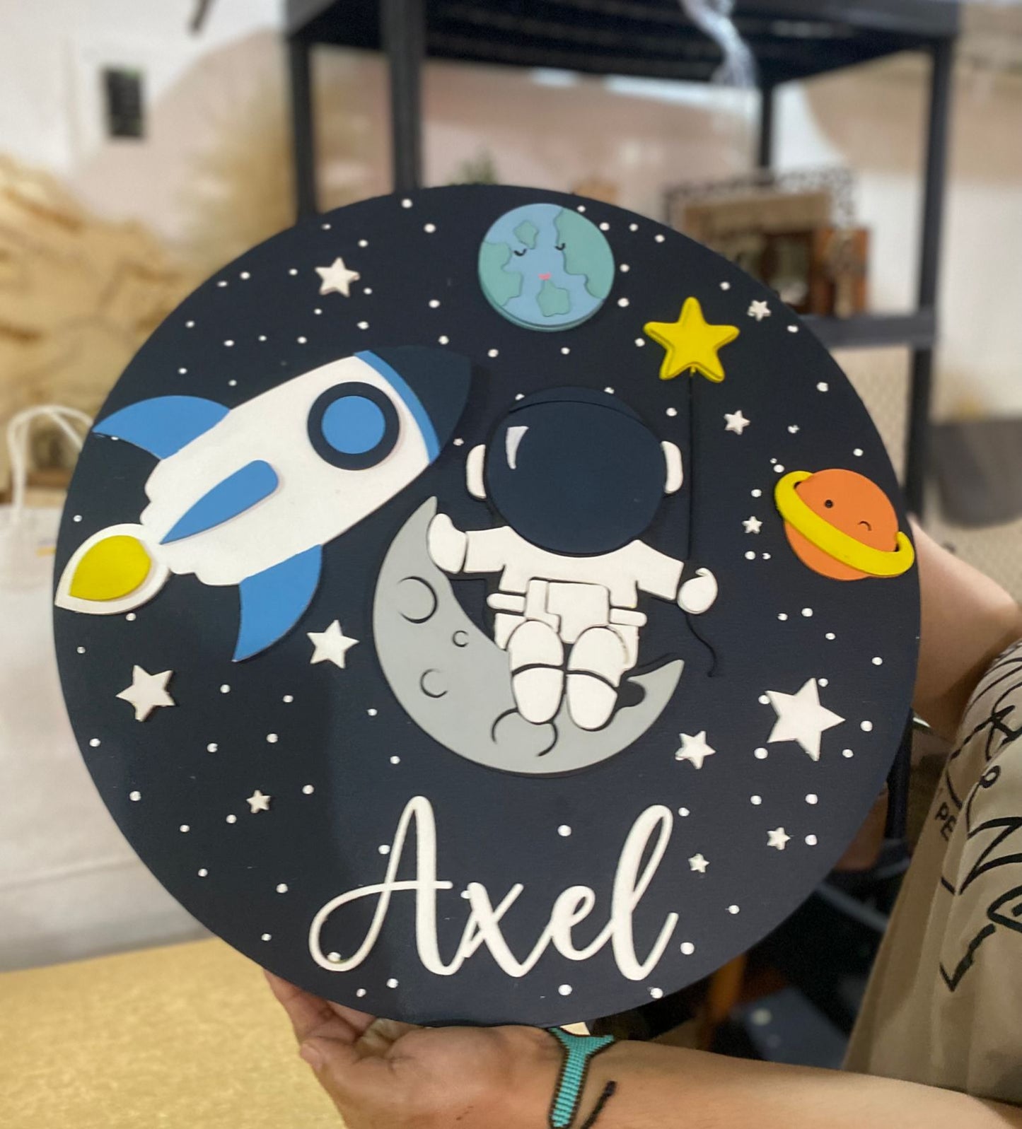 Bebé cohete astronauta bebé niño pared colgando