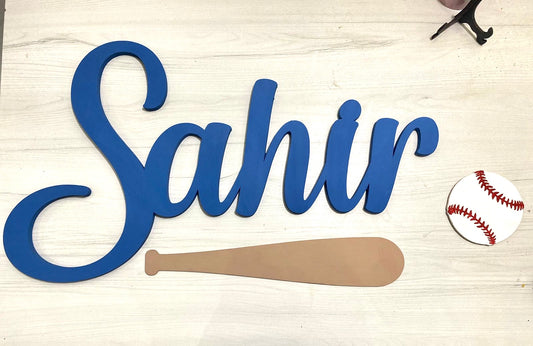 Nombre personalizado con temática de béisbol de pared para habitación de niño