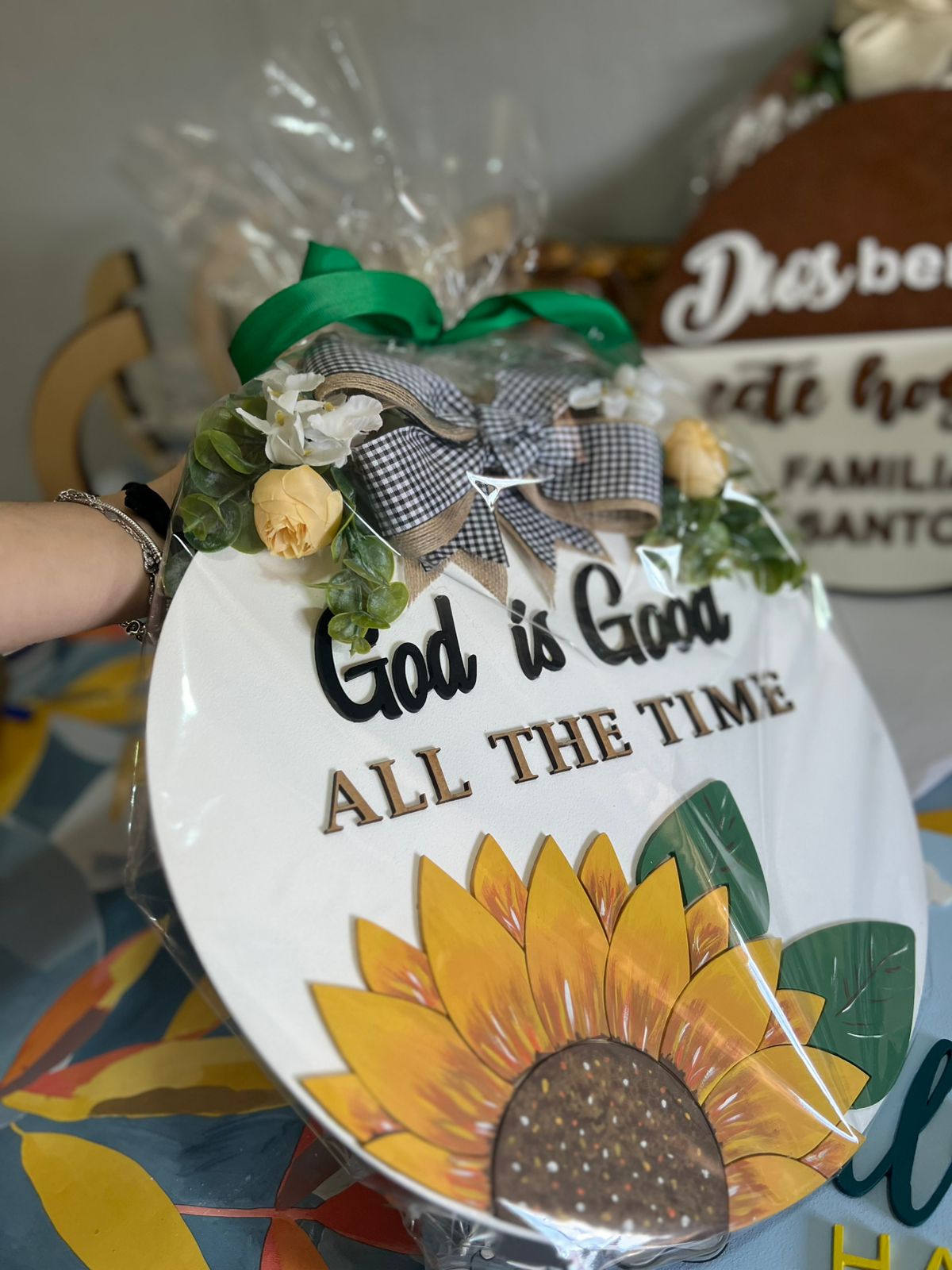 Colgante personalizado girasol madera