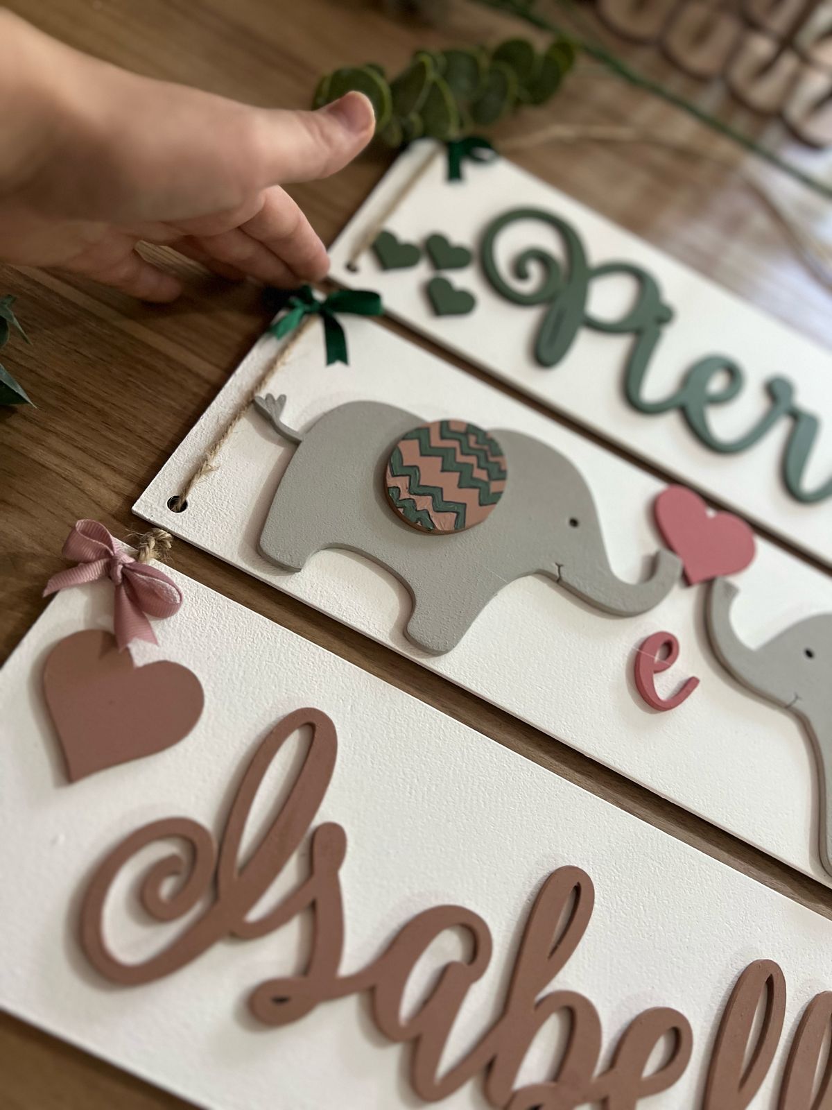 Colgante de bebe para puerta con elefantes