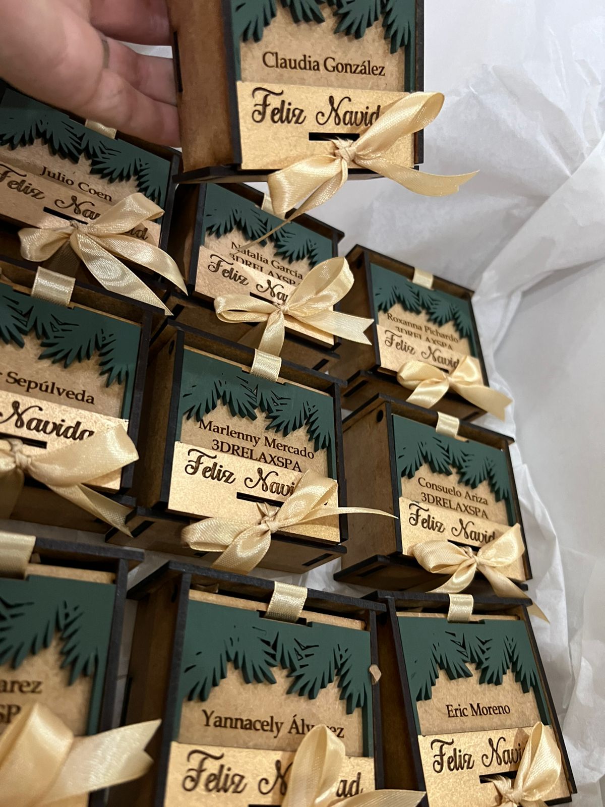 Souvenir de navidad caja en madera personalizada