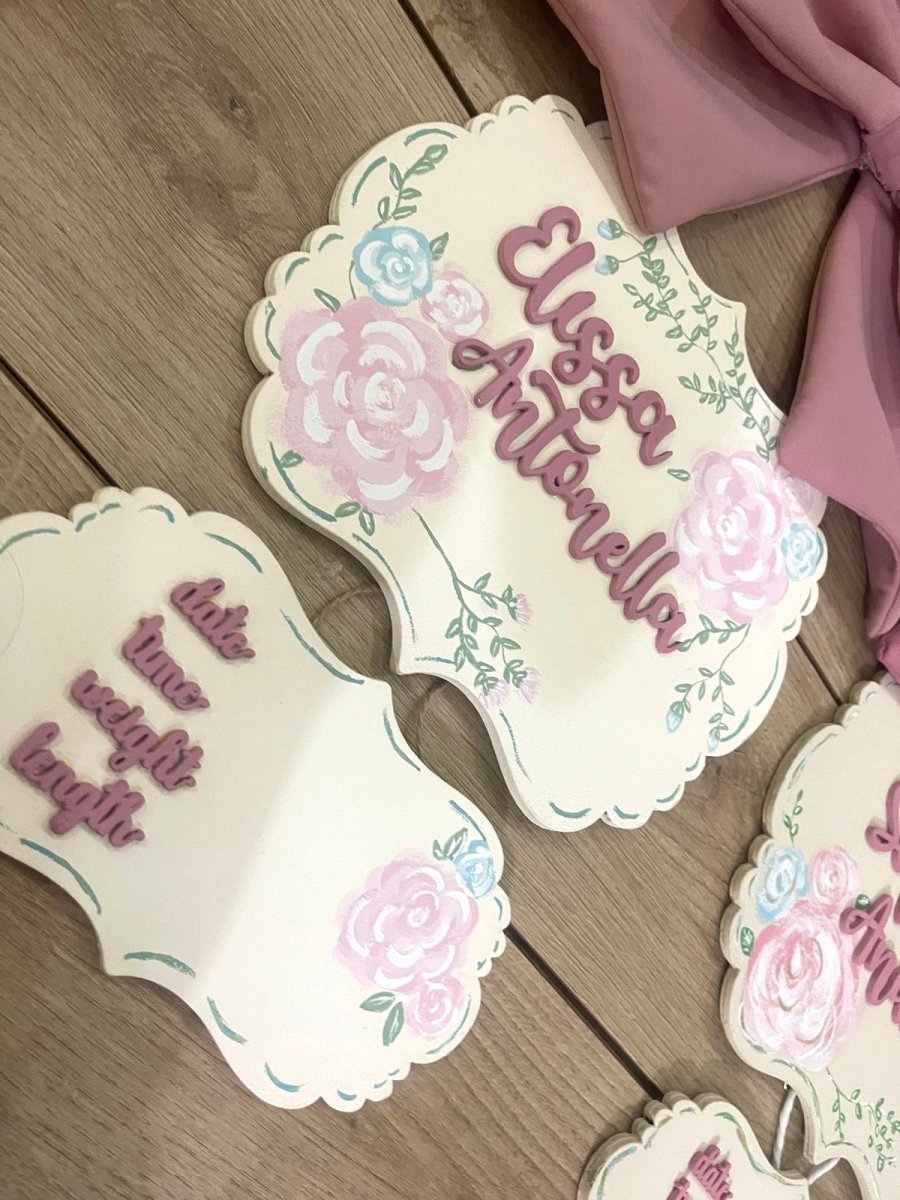 Baby Girl Pink Flowers hanger - Felt Craft RD