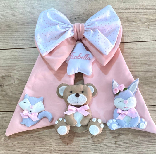 Bear bunny Bow Baby Girl Nursery Decor Kids room - Felt Craft RD