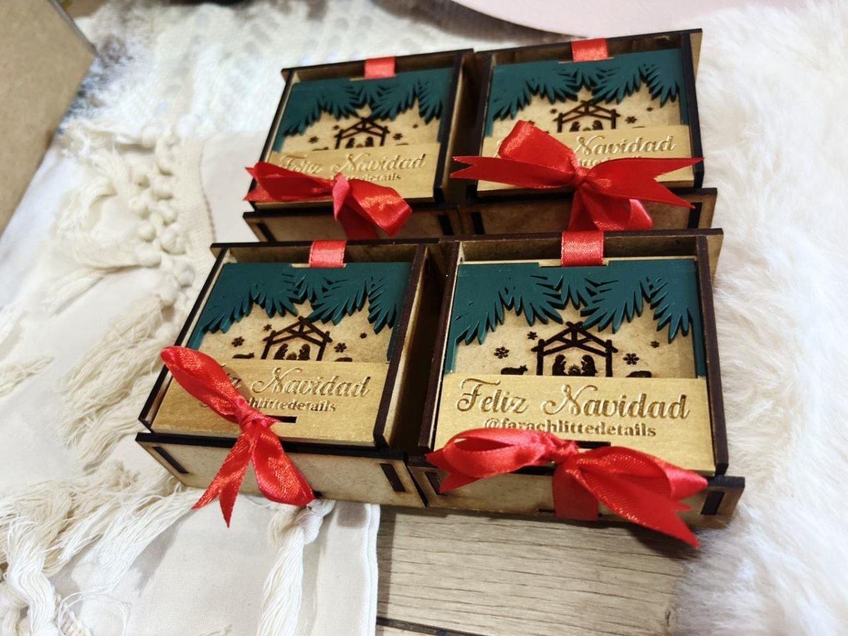 Cajas en madera regalo corporativo navidad - Felt Craft RD