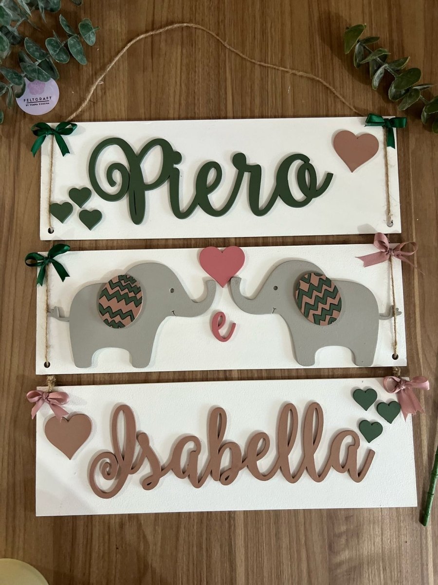 Colgante de bebe para puerta con elefantes - Felt Craft RD