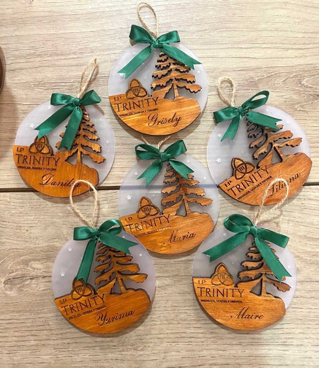 Copos Christmas Tree Decor en madera para árbol.