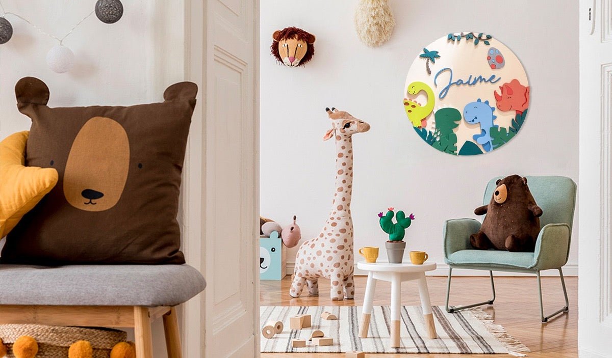 Dinosaur nursery Dino Gang Baby boy Wall Hanging - Felt Craft RD