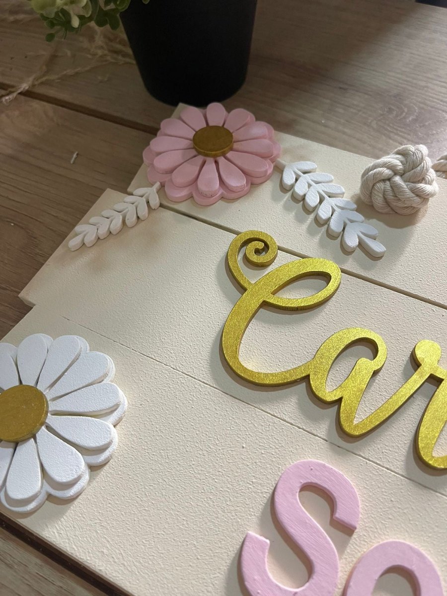 Four Sides Flowers Baby Girl Kids room decor - Felt Craft RD