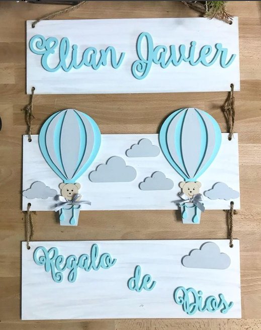 Hot air Balloon Baby Boy Wall Hanging - Felt Craft RD