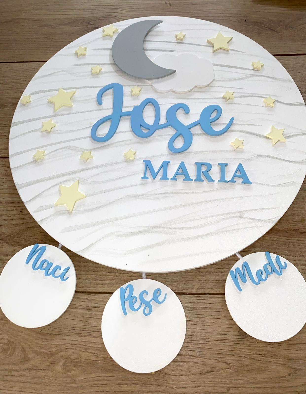 Moon, Clouds and Stars Baby Boy Hanger