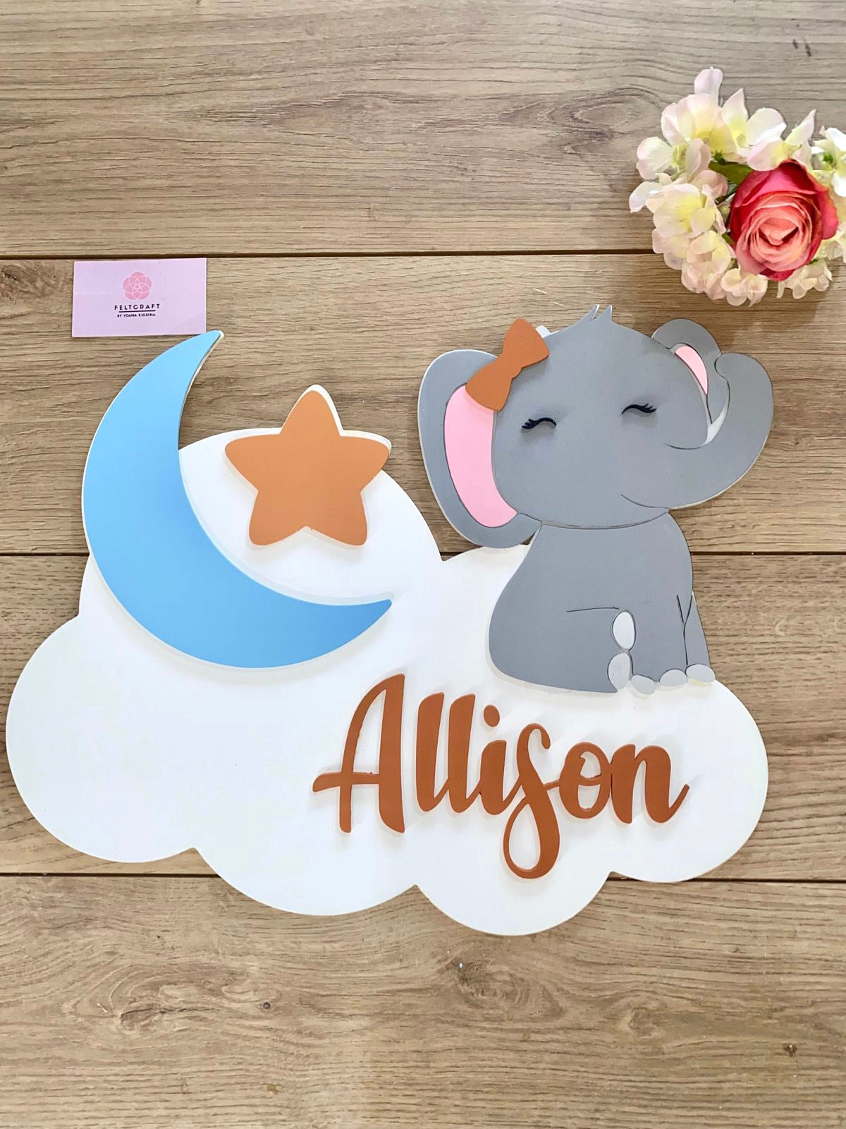 Safari nursery decor Elephant clouds Baby Girl Wall Hanging