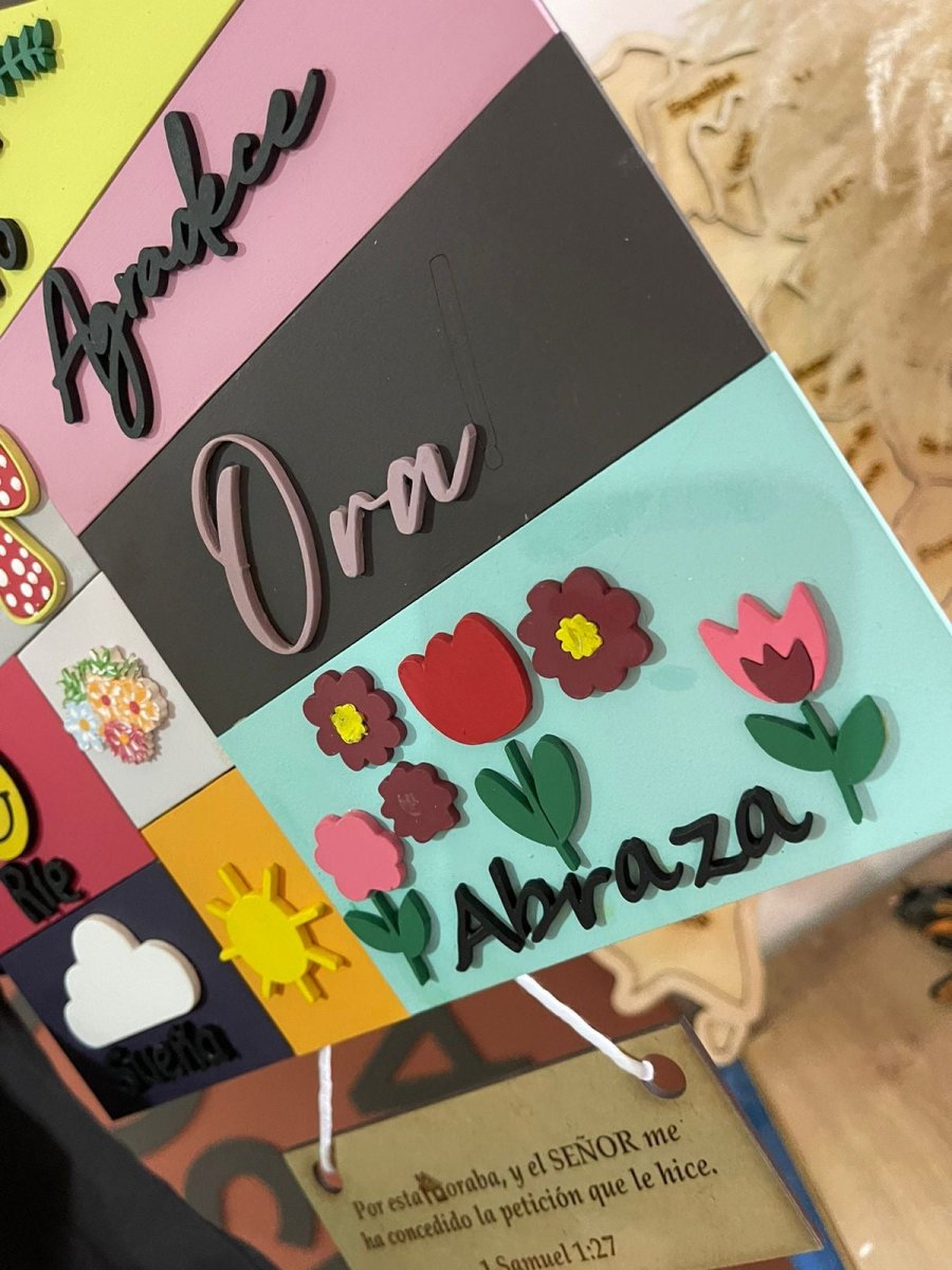 Letrero colorido para decoración del hogar personalizado de madera - Felt Craft RD