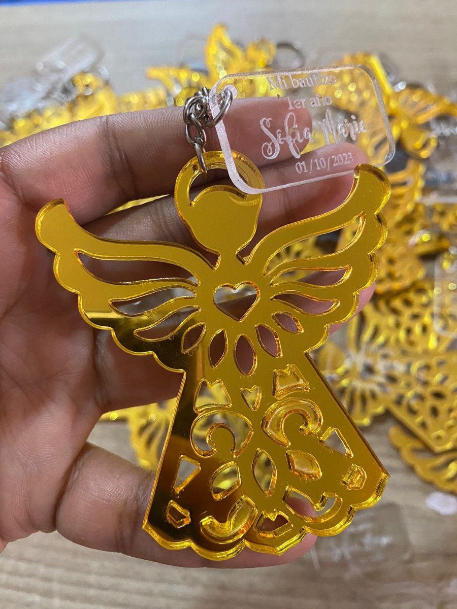 Llavero personalizado para recuerdo de bautizo en forma de ángel de acrílico - Felt Craft RD