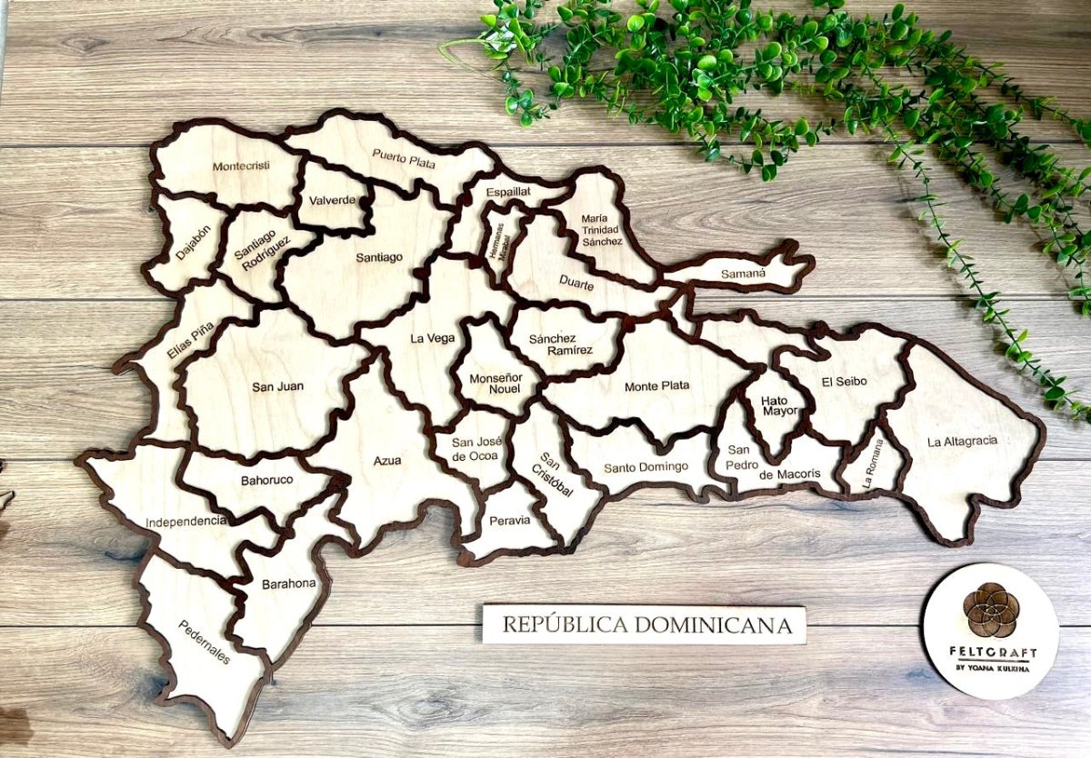 Mapa en madera republica dominicana para pared - Felt Craft RD