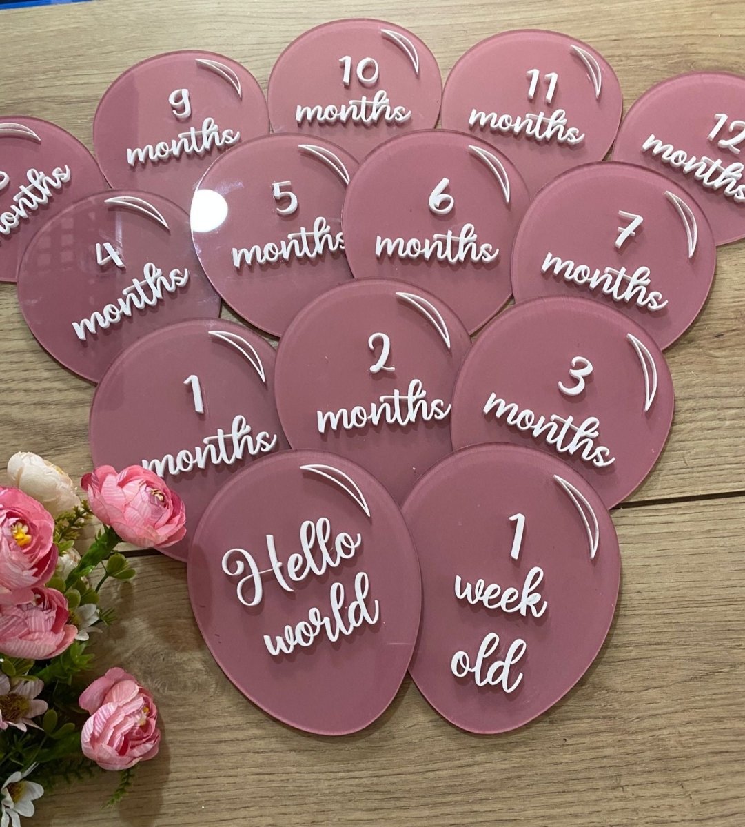 Pink Luxury baby tags acrylics Girl - Felt Craft RD