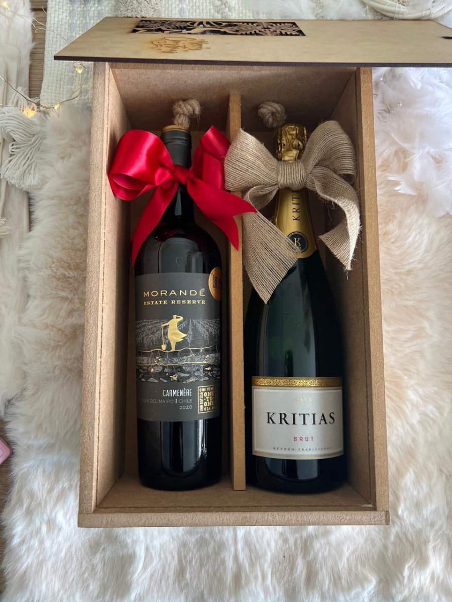 Portavino elegante con cinta decorativa