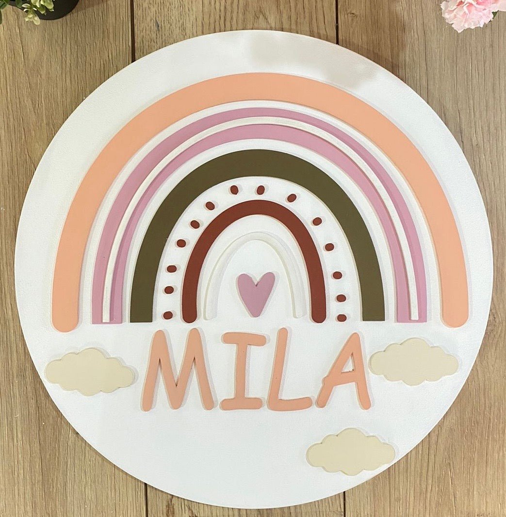 Rainbow Clouds baby Girl Pink nursery decor - Felt Craft RD