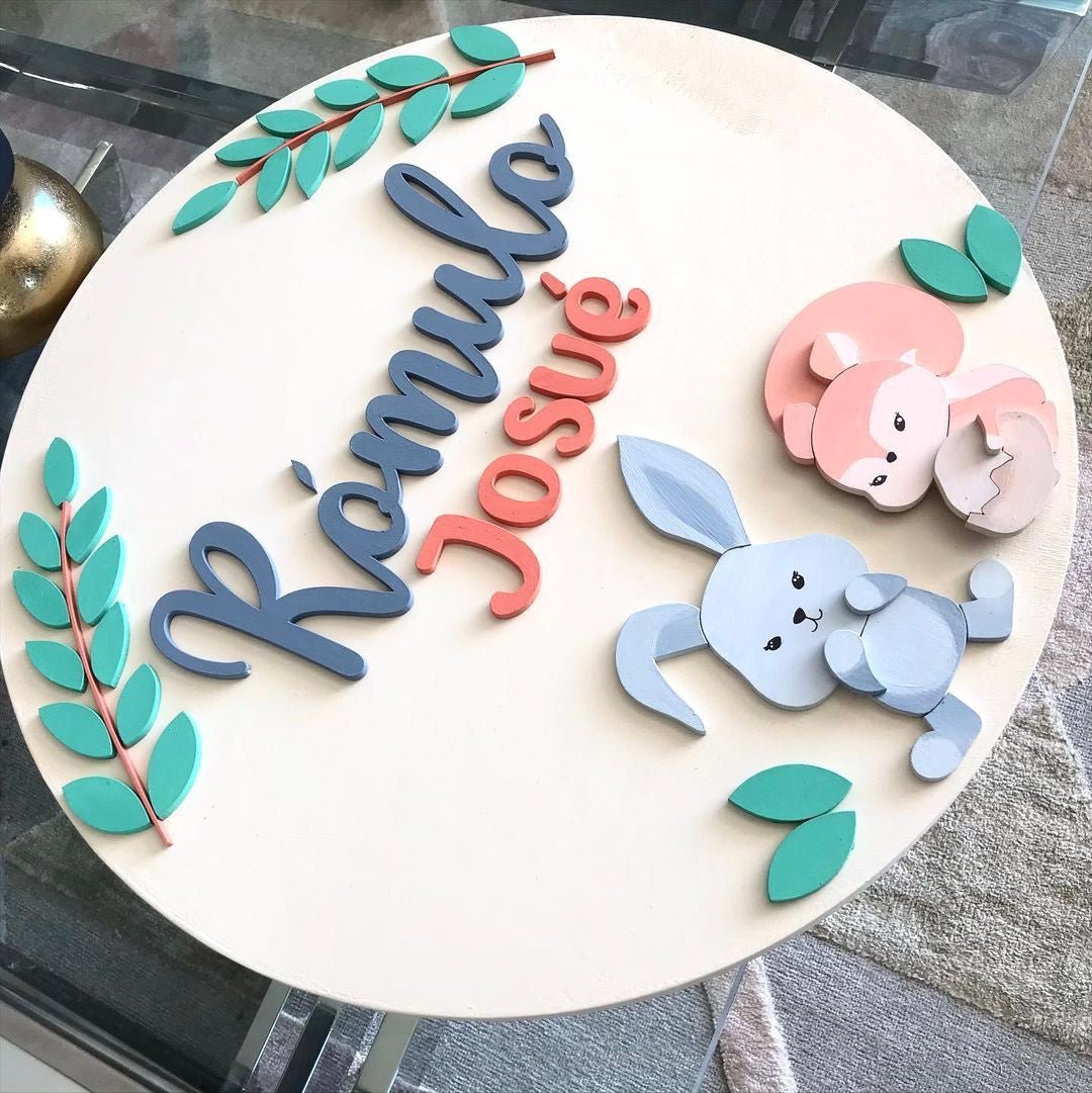 Safari nursery decor Bunny Friends Baby boy mobile hanger - Felt Craft RD