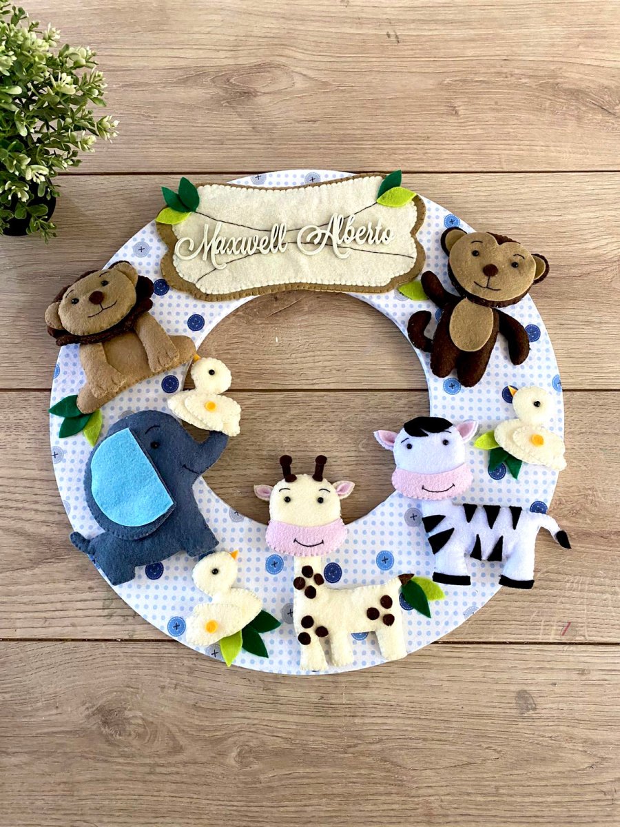 Safari nursery decor Duckys Safari Felt Baby Boy Wall Hanging - Felt Craft RD