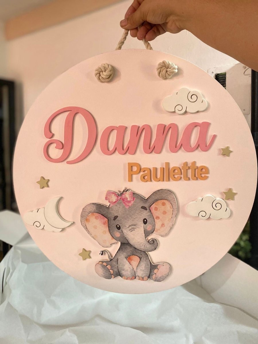 Safari nursery decor Elephant on Clouds Baby Girl mobile hanger - Felt Craft RD
