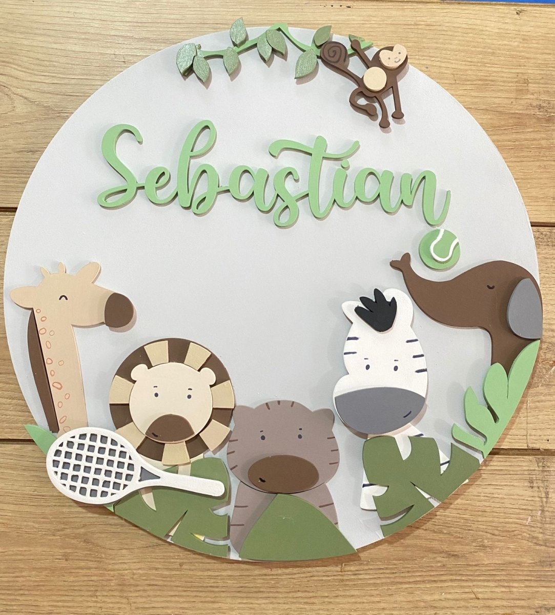 Safari Tennis Baby Boy Wall Hanging - Felt Craft RD