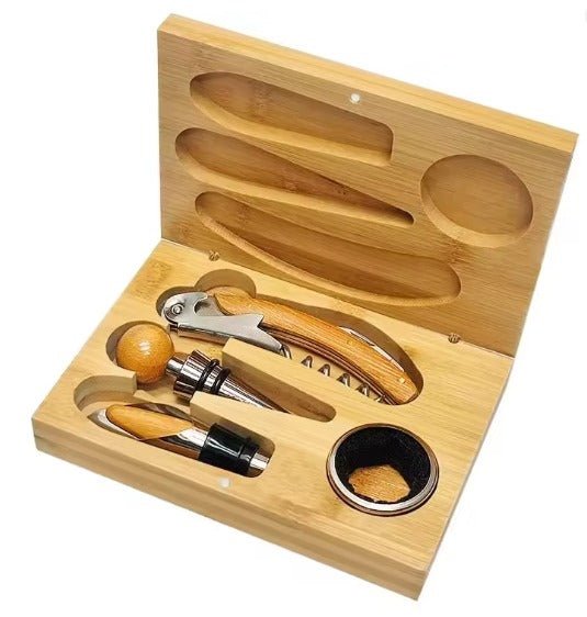 Set de servir el vino personalizado en madera con grabado - Felt Craft RD