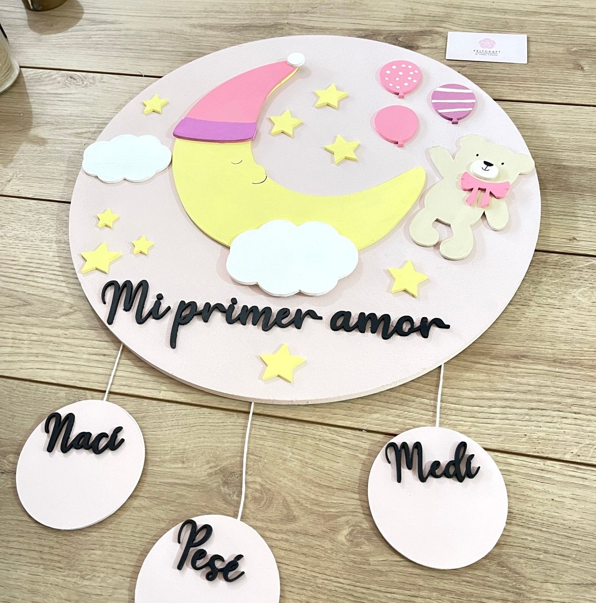 Sleepy Moon Baby Girl Mobile Hanger - Felt Craft RD