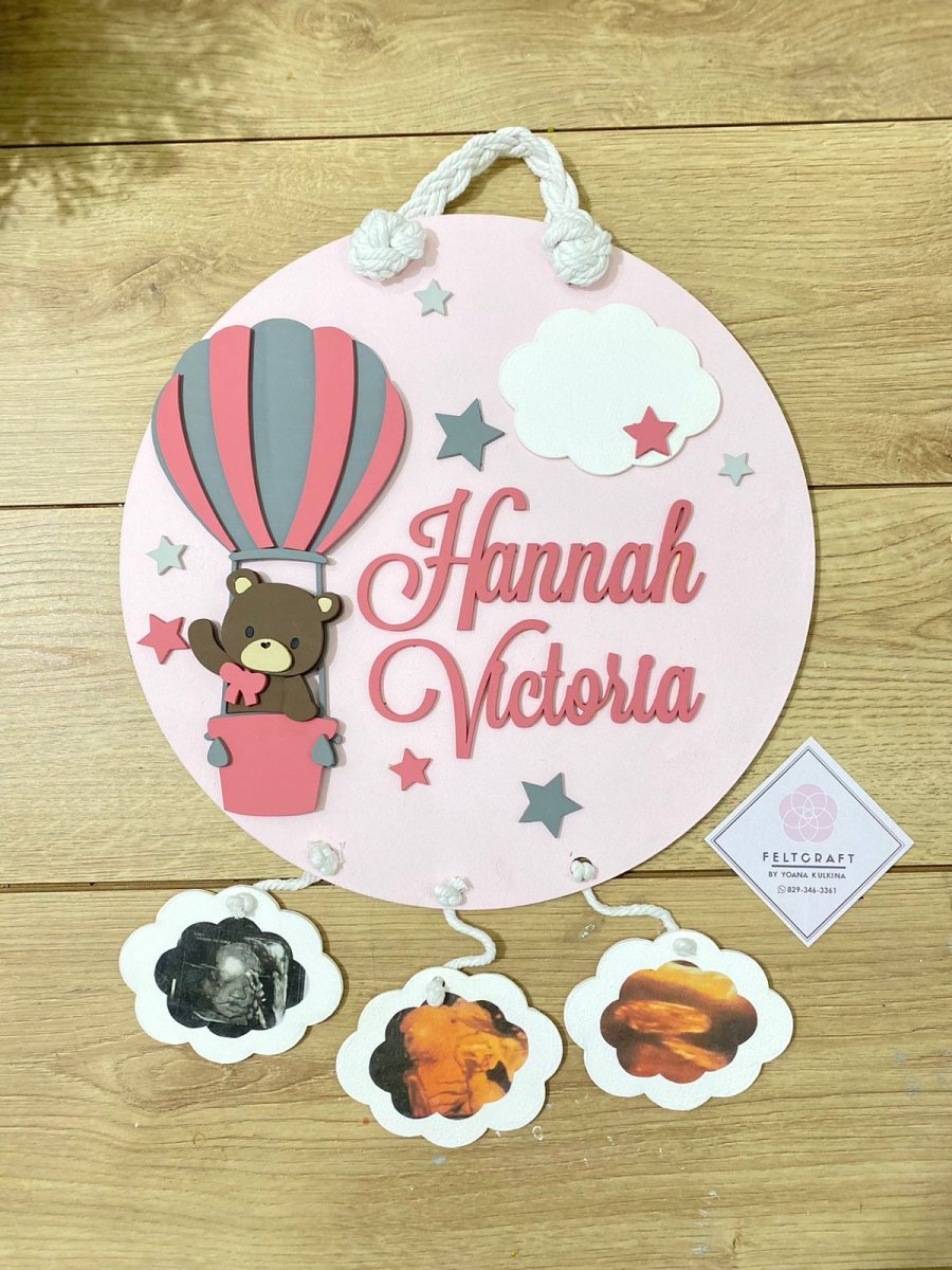 Traveling Bear above Crib Hot Air balloon girl - Felt Craft RD