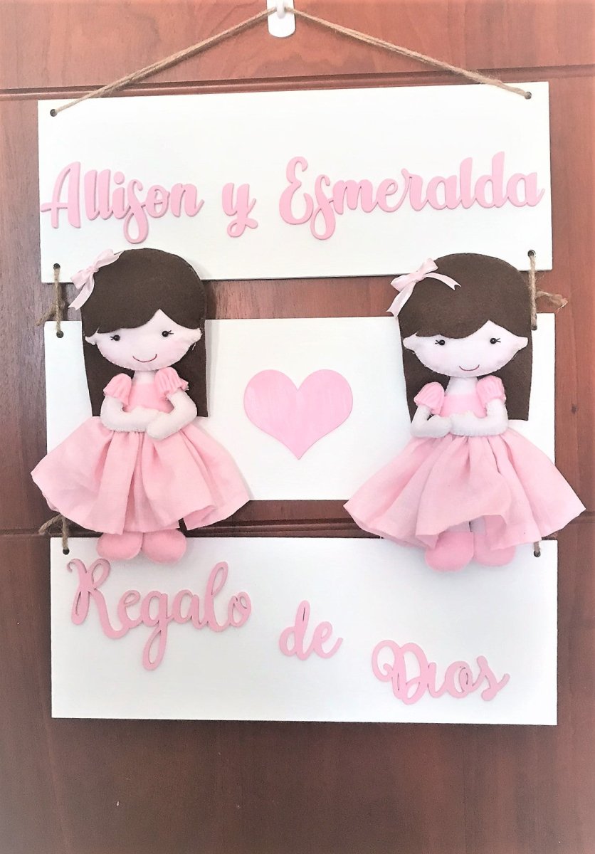 Twins Baby Girl Wall Hanging - Felt Craft RD