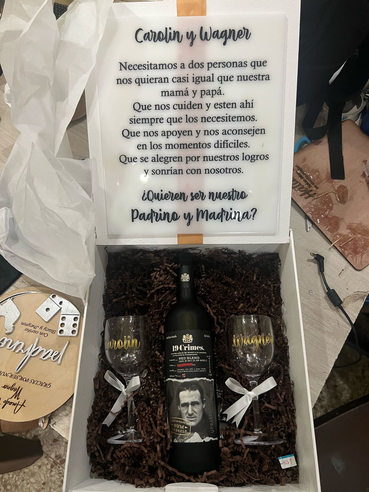 vinera personalizada padrino y madrina