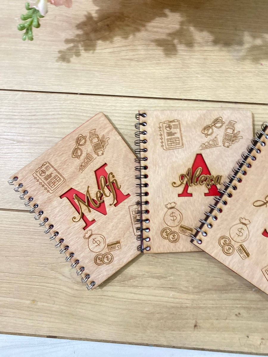 Wooden custom engraved notebook - Felt Craft RD