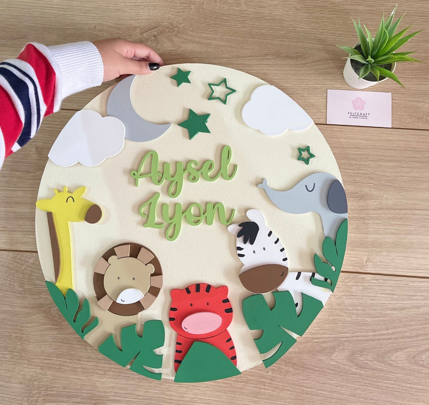 Safari nursery decor Giraffe Elephant Baby Animals Baby Boy Hanger