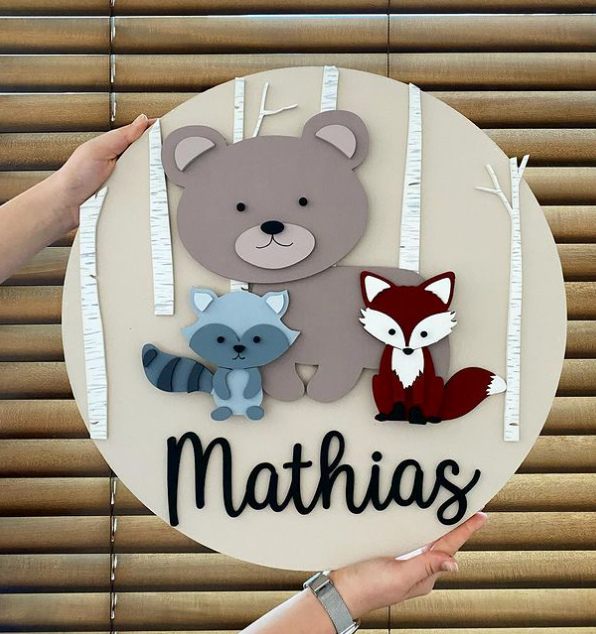 Safari nursery decor Fox & Son Baby Boy Wall Hanging