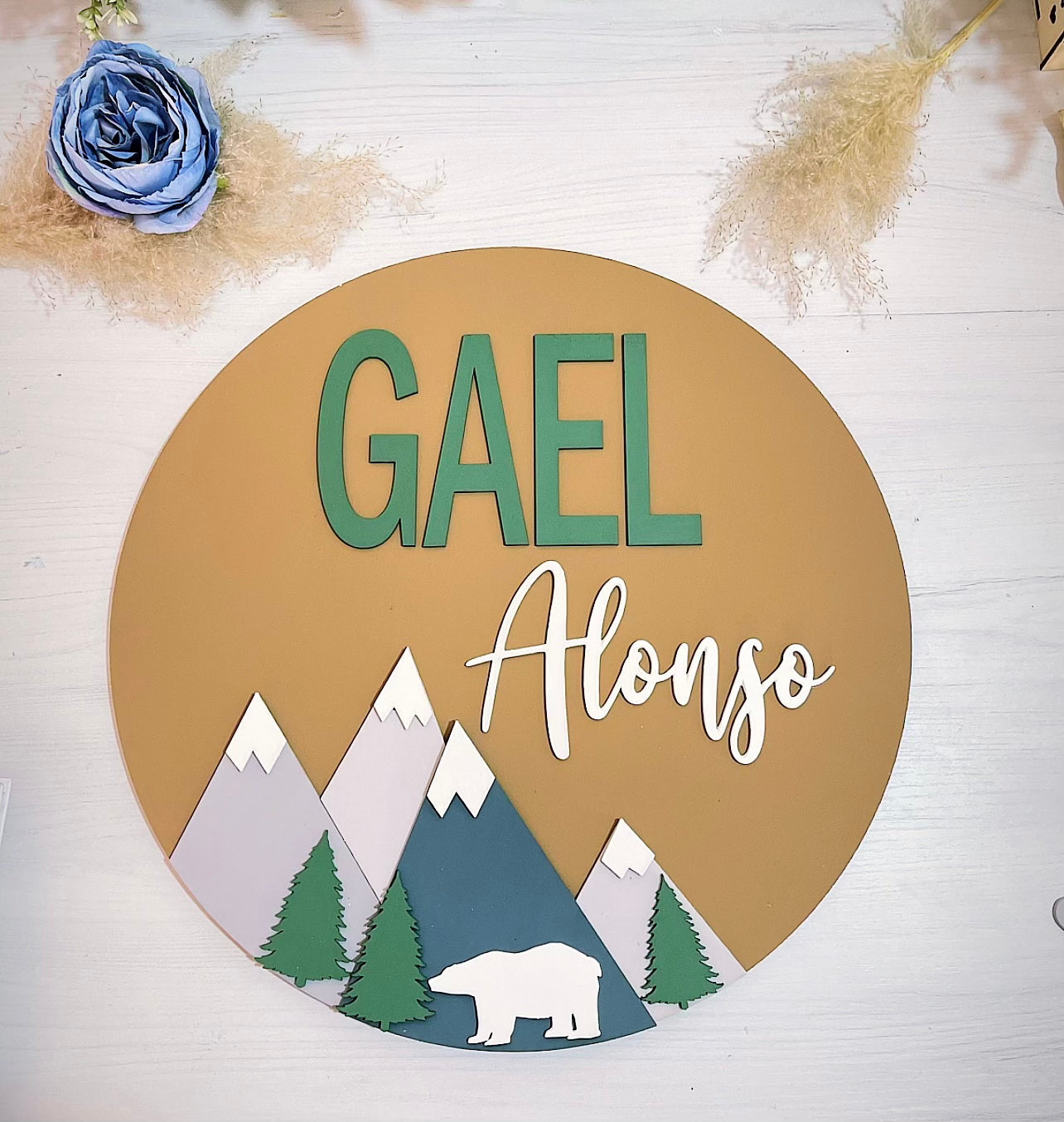 High Hills Mountains Baby Boy Wall Hanging