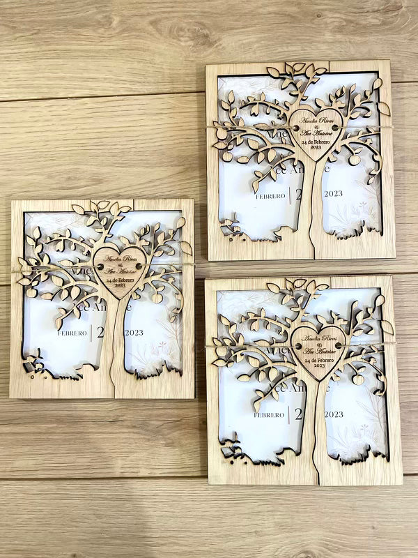 Invitación para boda personalizada de madera en Santo Domingo