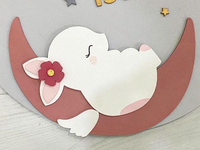Sleepy Rabbit Baby Girl Wall Hanging