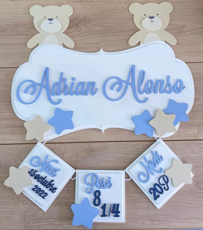 Safari nursery decor Ositos Hanger Baby Boy Wall Hanging