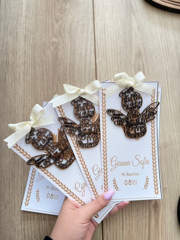 Invitaciones personalizadas para bautizo con ángeles Santo Domingo