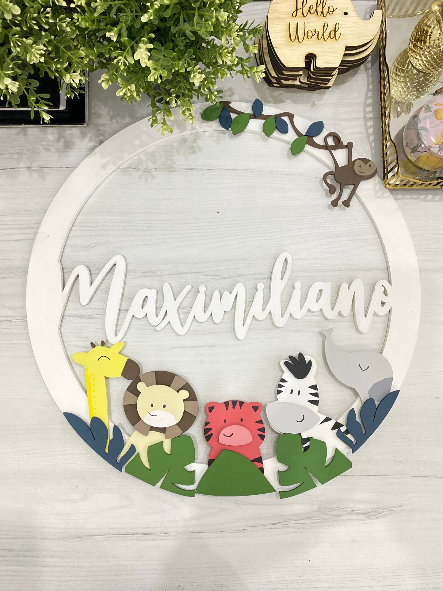 Safari Round Circle Baby Boy Wall Hanging
