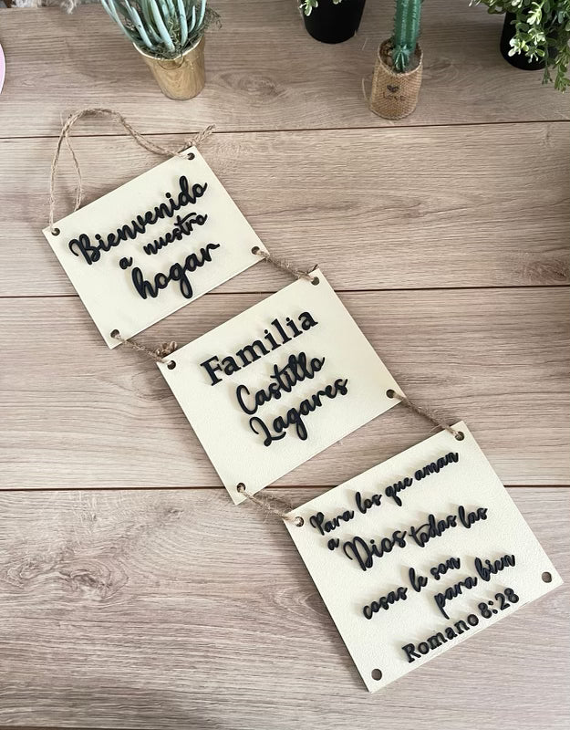 Colgante Familiar de Bienvenido al hogar personalizado de madera