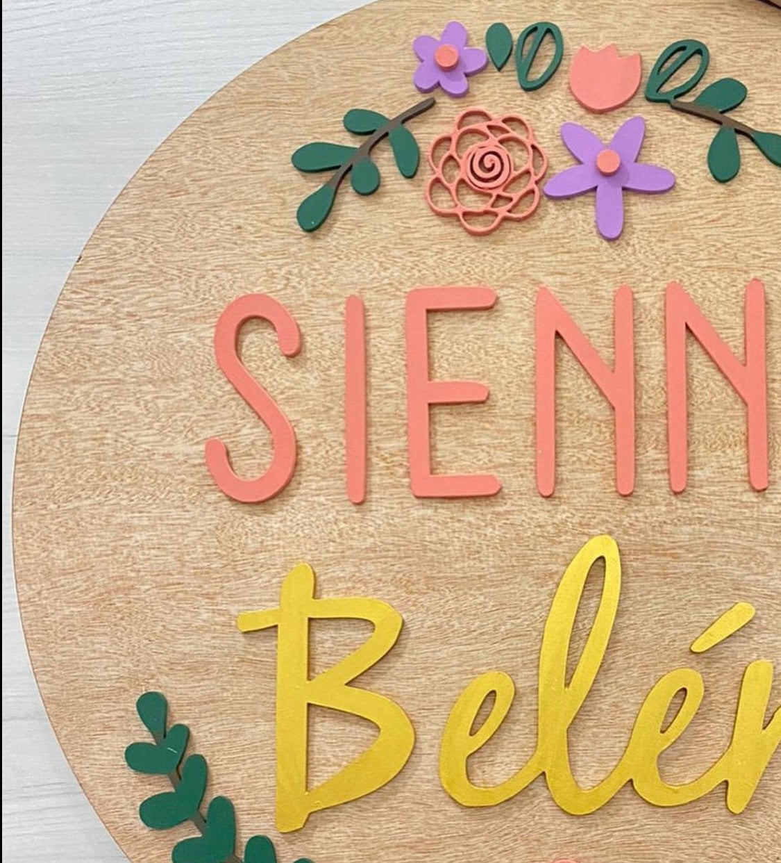 Wooden Bottom and colors over Baby Boy Wall Hanging